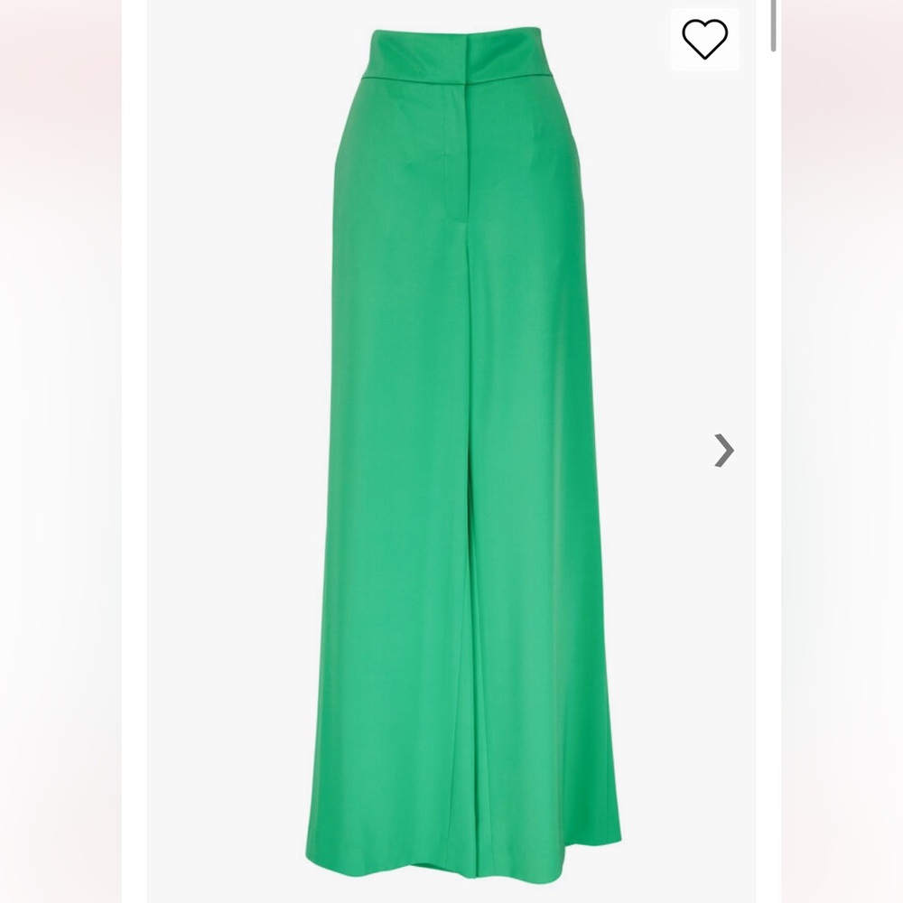 Lafayette 148 New York Green Wide Leg Silk Stretch Pants
